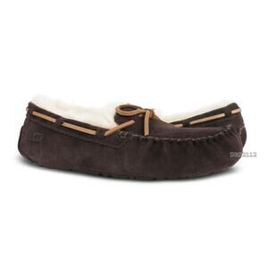 UGG Olsen Espresso Brown Suede Fur Slippers Mens Size 11 -NIB-